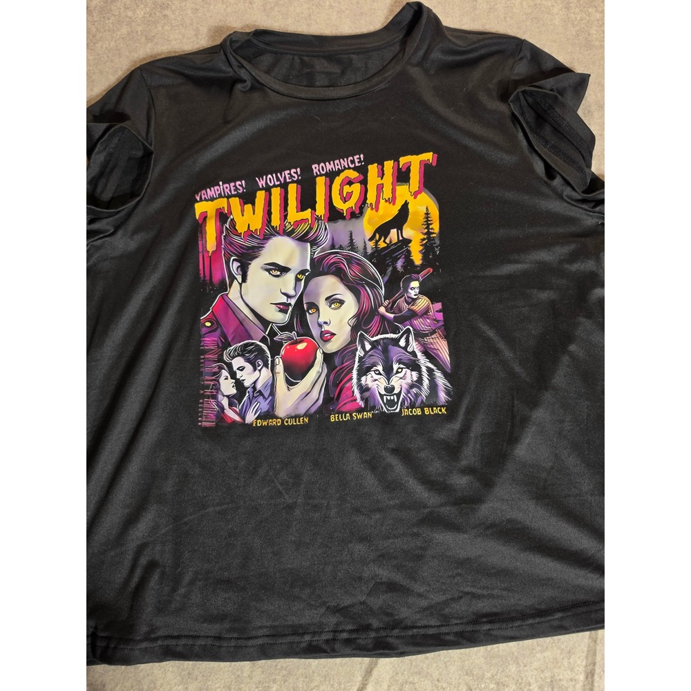 Twilight Saga Graphic T-Shirt Black XXL Edward Bella Jacob Vampires Wolves Shirt